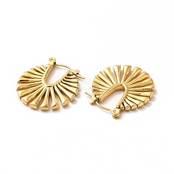 Ion Plating(IP) 304 Stainless Steel Hollow Out Flat Round Hoop Earrings for Women&nbsp;EJEW-K243-10G