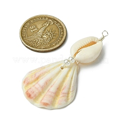 3Pcs 3 Styles Natural Scallop Shell Big Pendants&nbsp;PALLOY-JF03375
