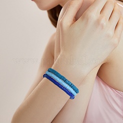 6Pcs 6 Colors Handmade Polymer Clay Stretch Bracelets&nbsp;BJEW-SW00139