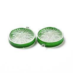 Flat Round Resin Fruit Pendants&nbsp;RESI-H144-10B