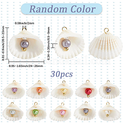 30Pcs Natural Shell & Imitation Pearl Pendants&nbsp;PALLOY-SC0004-42