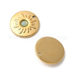 Natural Mixed Stone Flat Round Charms&nbsp;STAS-F312-14G