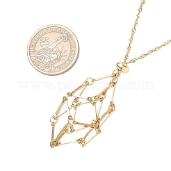 304 Stainless Steel Empty Macrame Pouch Pendant Singapore Chain Necklace Making&nbsp;NJEW-JN05283-02