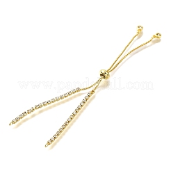 Adjustable Brass Clear Cubic Zirconia Slider Bracelet Making&nbsp;KK-L230-15G-02
