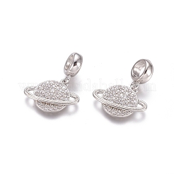 Brass Micro Pave Cubic Zirconia European Dangle Charms&nbsp;ZIRC-E163-07P