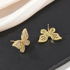 Brass & Clear Cubic Zirconia Stud Earrings&nbsp;KK-CBA36A2-11G