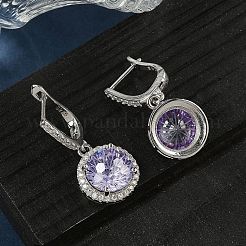 925 Sterling Silver Micro Pave Cubic Zirconia Hoop Earrings&nbsp;EJEW-B147-01B-05