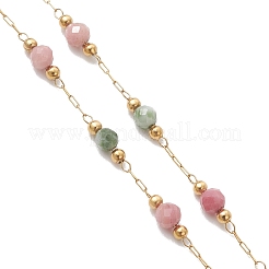 Handmade 3MM Faceted Round Gemstone Beads & 316 Stainless Steel Round Link Chain Bracelet Making&nbsp;AJEW-JB01553