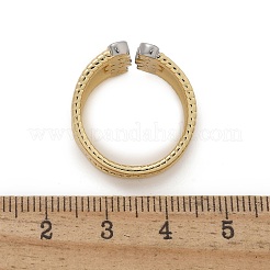 Brass Micro Pave Clear Cubic Zirconia Cuff Rings for Women&nbsp;RJEW-U041-11G