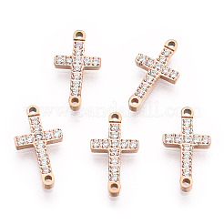 316 Surgical Stainless Steel Clear Cubic Zirconia Connector Charms&nbsp;STAS-ZX042-22RG