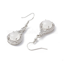 Natural Quartz Crystal Teardrop Dangle Earrings with Crystal Rhinestone&nbsp;EJEW-A092-02P-19