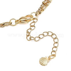 Natural Freshwater Shell & Alloy Glass Sun Pendant Synthetic Turquoise Round Beaded & 304 Stainless Steel Chain Double Layered Necklaces for Women&nbsp;NJEW-JN05469-03