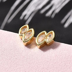 Horse Eye Brass Micro Pave Clear Cubic Zirconia Stud Earrings&nbsp;EJEW-R018-09G