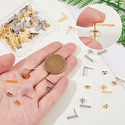 40Pcs 2 Colors 201 Stainless Steel Stud Earrings Finding&nbsp;FIND-DC0006-57