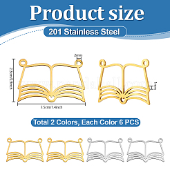 12Pcs 2 Colors 201 Stainless Steel Pendants&nbsp;STAS-PH0007-23