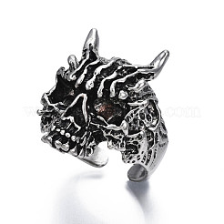Gothic Punk Skull Alloy Open Cuff Ring for Men Women&nbsp;RJEW-T009-60AS