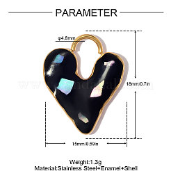 304 Stainless Steel with Black Enamel & Shell Pendants&nbsp;SA-OY002-94G