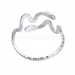 Non-Tarnish 304 Stainless Steel Snake Wrap Open Cuff Ring&nbsp;RJEW-T023-82P