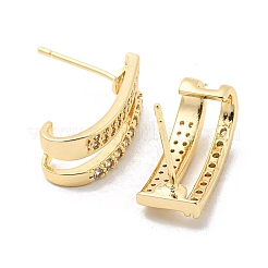 Brass with Clear Cubic Zirconia Stud Earrings&nbsp;EJEW-B035-17KCG