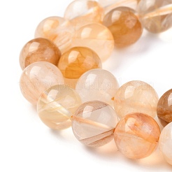 Natural Yellow Hematoid Quartz/Golden Healer Quartz Beads Strands&nbsp;G-M369-03A