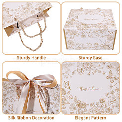 Floral Printed Paper Gift Tote Bags&nbsp;ABAG-WH0044-82C