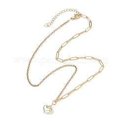 Alloy Heart Pendant 304 Stainless Steel Paperclip Chain & Rolo Chain Necklaces&nbsp;NJEW-JN05812-01
