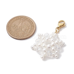 Christmas Snowflake Shell Pearl & Glass Pendants Decorations&nbsp;HJEW-TA00217