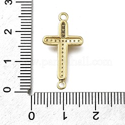 Brass Clear Cubic Zirconia Cross Connector Charms&nbsp;ZIRC-I070-003G