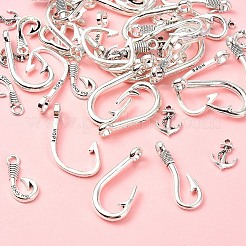 50Pcs 5 Styles Tibetan Style Alloy Hook Clasps&nbsp;TIBE-YW0001-66