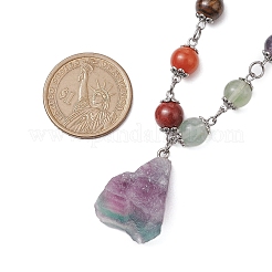 7 Chakra Gemstone Nuggets Pendant Necklaces&nbsp;NJEW-JN05096