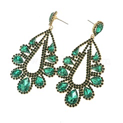 Teardrop Brass with Rhinestone Stud Dangle Earrings&nbsp;FS-WGBB975-02