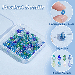 160Pcs 8 Colors Electroplate Glass Beads Strands&nbsp;GLAA-PH0003-31A