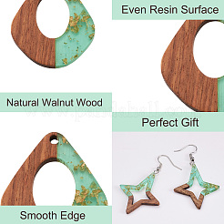 30Pcs 15 Styles Transparent Resin & Walnut Wood Pendants&nbsp;RESI-FW0001-02A