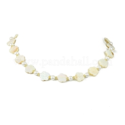 Electroplated Natural Freshwater Shell Flower and Shell Pearl Beaded Necklaces for Women&nbsp;NJEW-JN06209