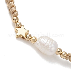 3Pcs Natural Cultured Freshwater Pearl & Brass & 304 Stainless Steel Beads Braided Bead Bracelets for Women&nbsp;BJEW-JB13108