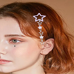 2Pcs Star Alloy & Acrylic & Iron Snap Hair Clips&nbsp;PHAR-LP0001-02