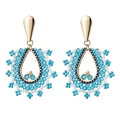 Glass Seed Beads Teardrop Dangle Stud Earrings&nbsp;EJEW-MZ00304-01
