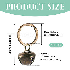 15Pcs Iron Bell Pendant Keychains&nbsp;HJEW-TA00408