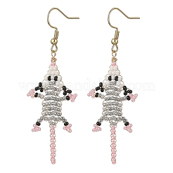 304 Stainless Steel with Glass Seed Beads Dangle Earrings&nbsp;EJEW-MZ00825
