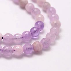 Faceted Round Natural Amethyst Beads Strands&nbsp;G-K078-6mm