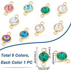 9Pcs 9 Colors K9 Glass Connector Charms&nbsp;GLAA-UN0001-09
