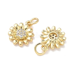 Brass Micro Pave Clear Cubic Zirconia Pendants&nbsp;KK-P349-10G