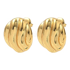 Textured Oval 304 Stainless Steel Stud Earrings for Women&nbsp;EJEW-K333-20G