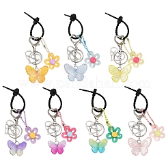 Acrylic Butterfly & Resin Flower Pendant Keychains&nbsp;KEYC-YW00179-01
