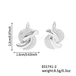 Elegant Brass Clear Cubic Zirconia Twist Stud Earrings&nbsp;NN5880-2