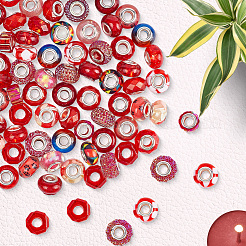 90Pcs 15 Styles Red Series Transparent Resin European Beads&nbsp;RPDL-SP0001-06