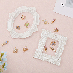 48Pcs 12 Styles Rack Plating Eco-friendly Alloy Rhinestone Pendants&nbsp;FIND-CA0007-95
