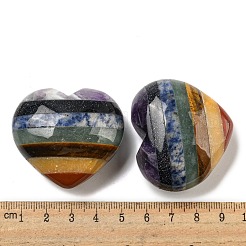 7 Chakra Gemstone Heart Palm Stones&nbsp;G-G123-10
