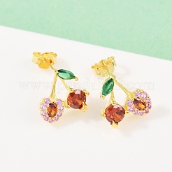 925 Sterling Silver Micro Pave Cubic Zirconia Stud Earrings&nbsp;EJEW-G440-01G