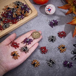 32Pcs 4 Colors Halloween Theme Handmade Glass Seed Beads&nbsp;PALLOY-WR00003